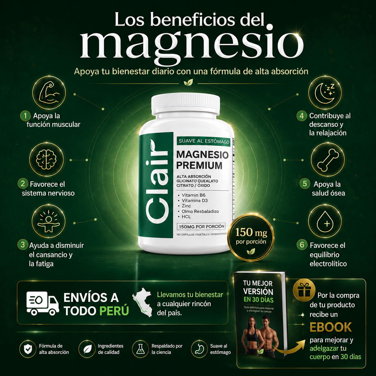 CLAIR® MAGNESIO PREMIUM - Elimina el Antojo y Mejora tu Energía