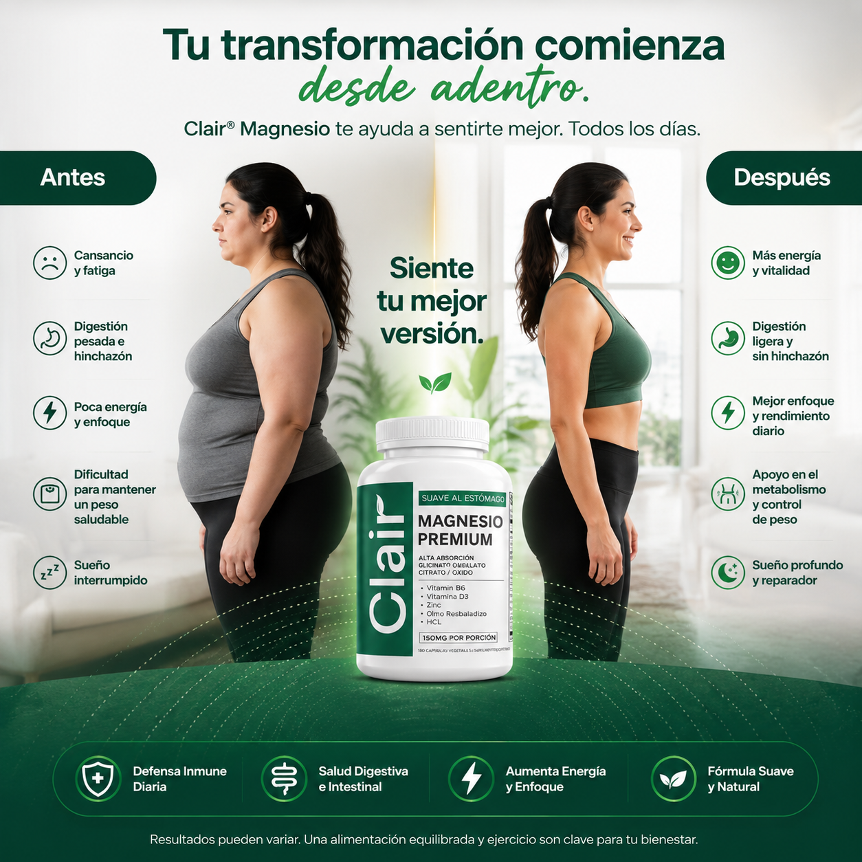 CLAIR® MAGNESIO PREMIUM - Elimina el Antojo y Mejora tu Energía.