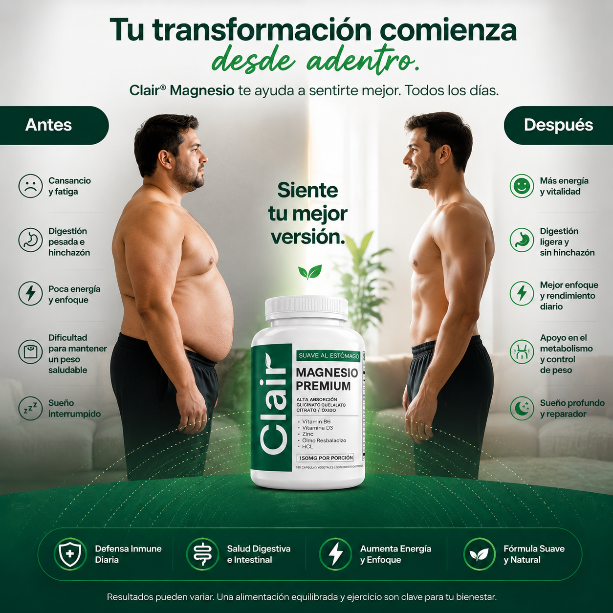 CLAIR® MAGNESIO PREMIUM - Elimina el Antojo y Mejora tu Energía.