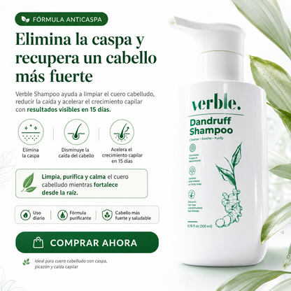 Verbel Dandruff -  Shampoo dermatológico 100% Efectivo.